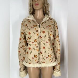 Athleta Floral fx Suede & Sherpa Jacket